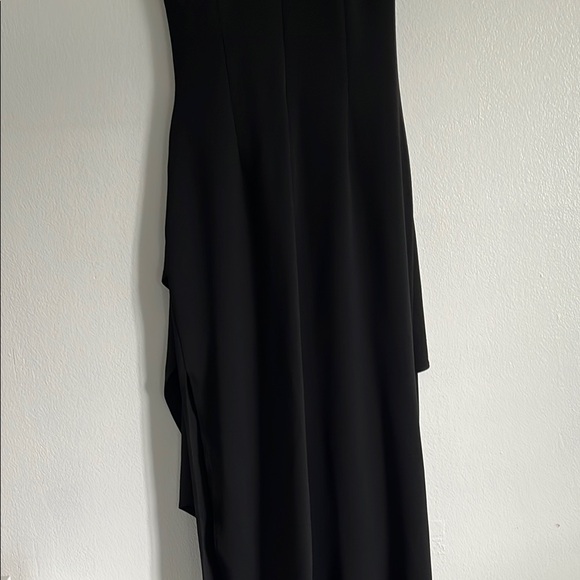 Badgley Mishka Black Halter, Ruched Side Slit Evening Gown - Picture 12 of 13